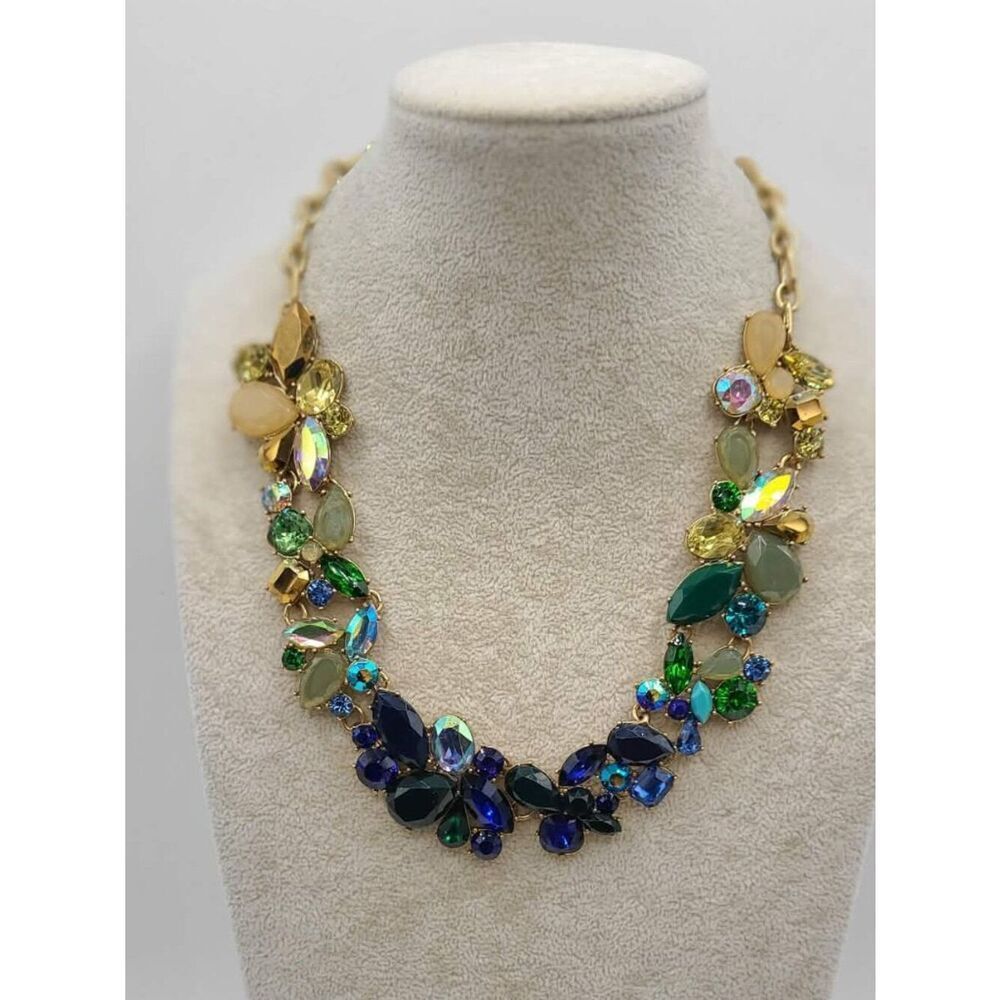 J Crew Crystal Ombre Gold Tone Necklace NWT